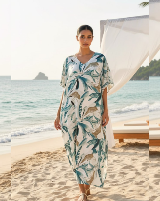 Leafy Kaftan Cover Up - Fiesta Resortwear