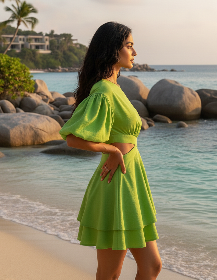Wellington Dress: Lime Green - Fiesta Resortwear