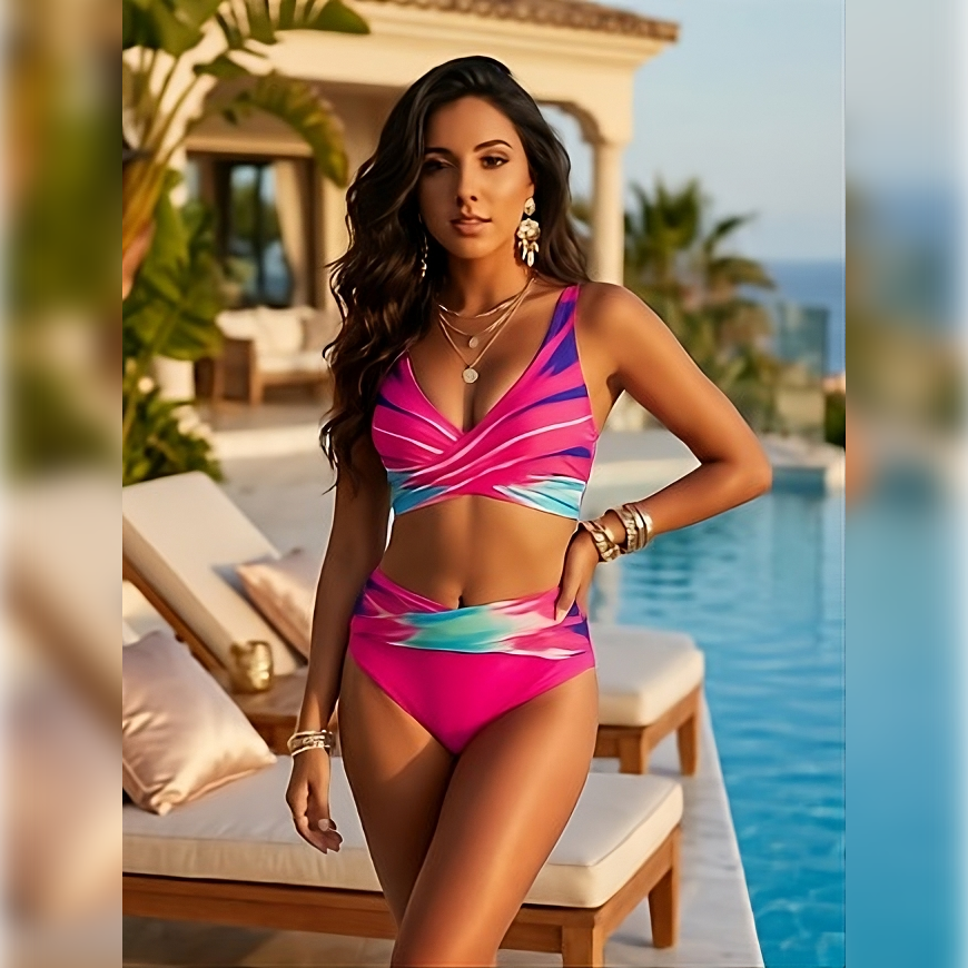 Pink Gala High Waisted Bikini - Fiesta Resortwear