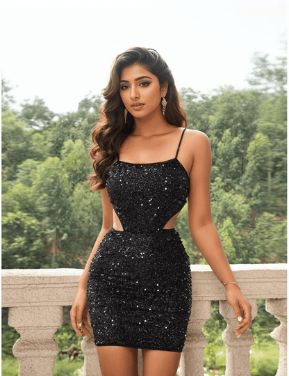 Demitry Sequin Cut Out Dress - Fiesta Resortwear